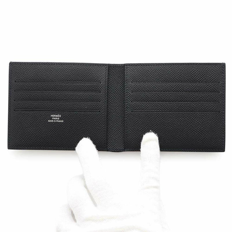 エルメス 二つ折り財布 シチズンツイル コンパクト ブラック エプソン B刻印 HERMES 財布 メンズ 黒