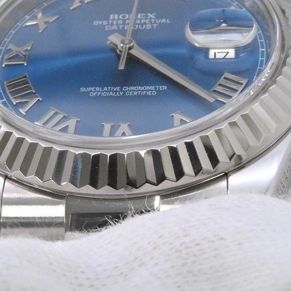 ロレックス デイトジャスト2 ランダムシリアル ルーレット 116334 ROLEX 腕時計 ブルー文字盤 ローマン