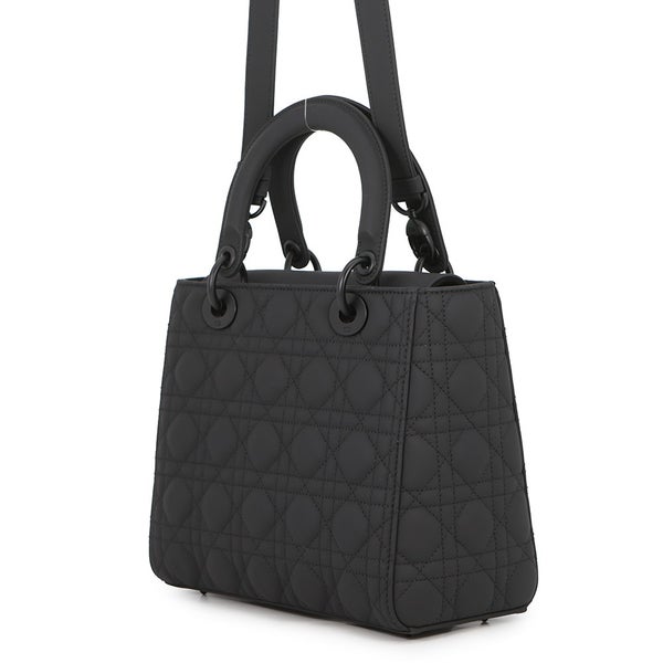 クリスチャン・ディオール ハンドバッグ Lady Dior ミディアム ウルトラマットカーフスキン M0565SLOI_M989 ２wayショルダー 黒