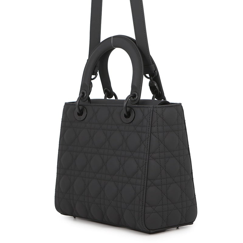 クリスチャン・ディオール ハンドバッグ Lady Dior ミディアム ウルトラマットカーフスキン M0565SLOI_M989 ２wayショルダー 黒