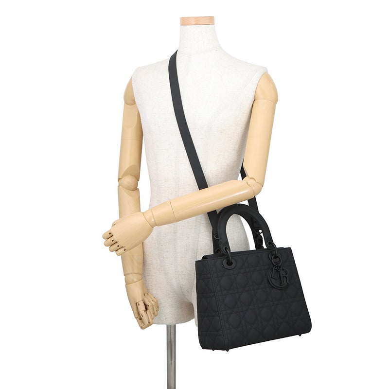 クリスチャン・ディオール ハンドバッグ Lady Dior ミディアム ウルトラマットカーフスキン M0565SLOI_M989 ２wayショルダー 黒