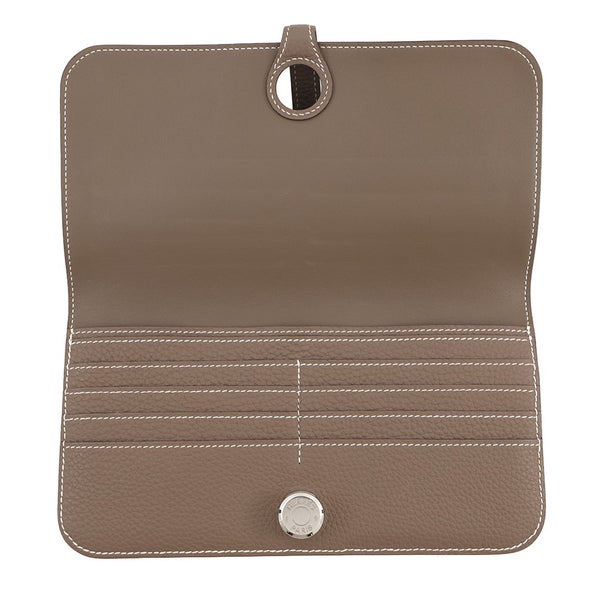 エルメス 長財布 ドゴンロング エトゥープ/シルバー金具 トゴ X刻印 HERMES 財布