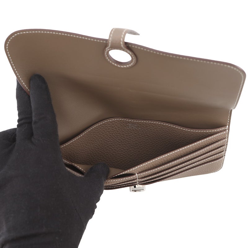 エルメス 長財布 ドゴンロング エトゥープ/シルバー金具 トゴ X刻印 HERMES 財布
