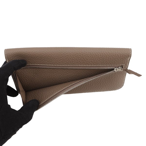 エルメス 長財布 ドゴンロング エトゥープ/シルバー金具 トゴ X刻印 HERMES 財布