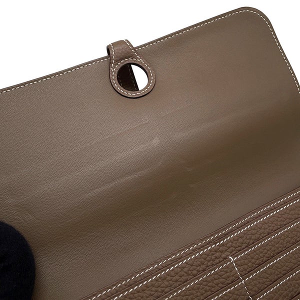 エルメス 長財布 ドゴンロング エトゥープ/シルバー金具 トゴ X刻印 HERMES 財布