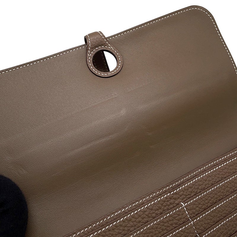エルメス 長財布 ドゴンロング エトゥープ/シルバー金具 トゴ X刻印 HERMES 財布