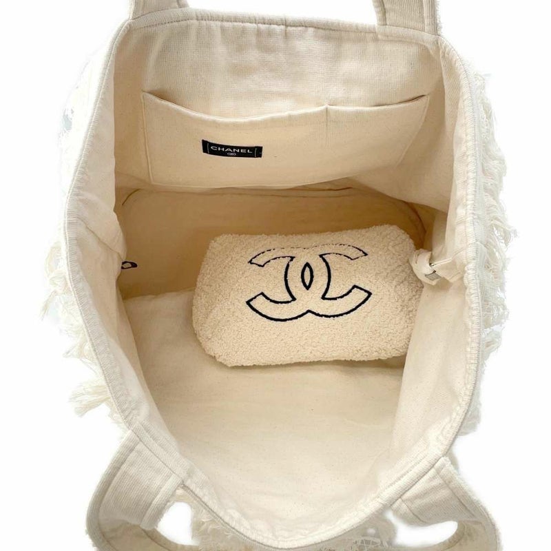 シャネル トートバッグ ビーチバッグセット ココマーク フリンジ パイル CHANEL ポーチ タオル付き