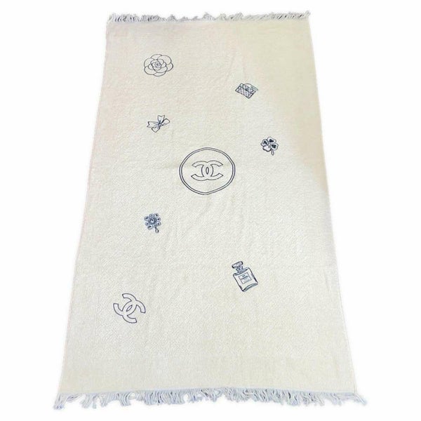 シャネル トートバッグ ビーチバッグセット ココマーク フリンジ パイル CHANEL ポーチ タオル付き