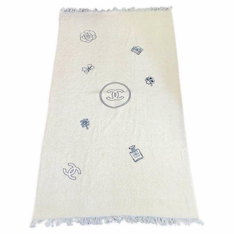 シャネル トートバッグ ビーチバッグセット ココマーク フリンジ パイル CHANEL ポーチ タオル付き