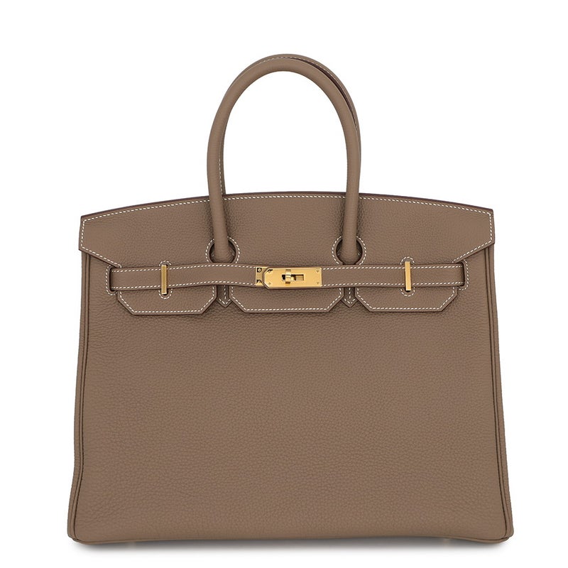 エルメス バーキン35 エトゥープ/ゴールド金具 トゴ K刻印 HERMES ハンドバッグ
