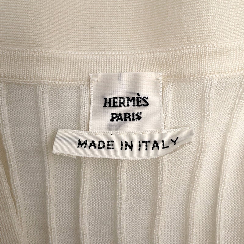 エルメス カーディガン カシミヤ シルク レディースサイズ36 6E2735DG HERMES トップス 白