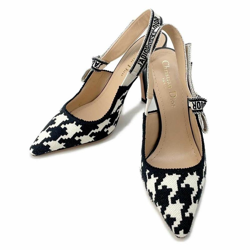 クリスチャン・ディオール パンプス J'ADIOR スリング バック 千鳥格子 レディースサイズ35  Christian Dior 白 黒