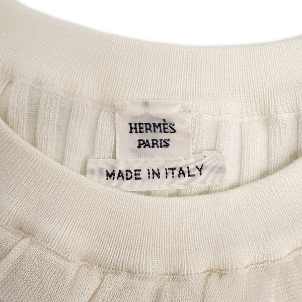 エルメス ニット フリル シルク レディースサイズ36 6E2683DI HERMES 長袖 白