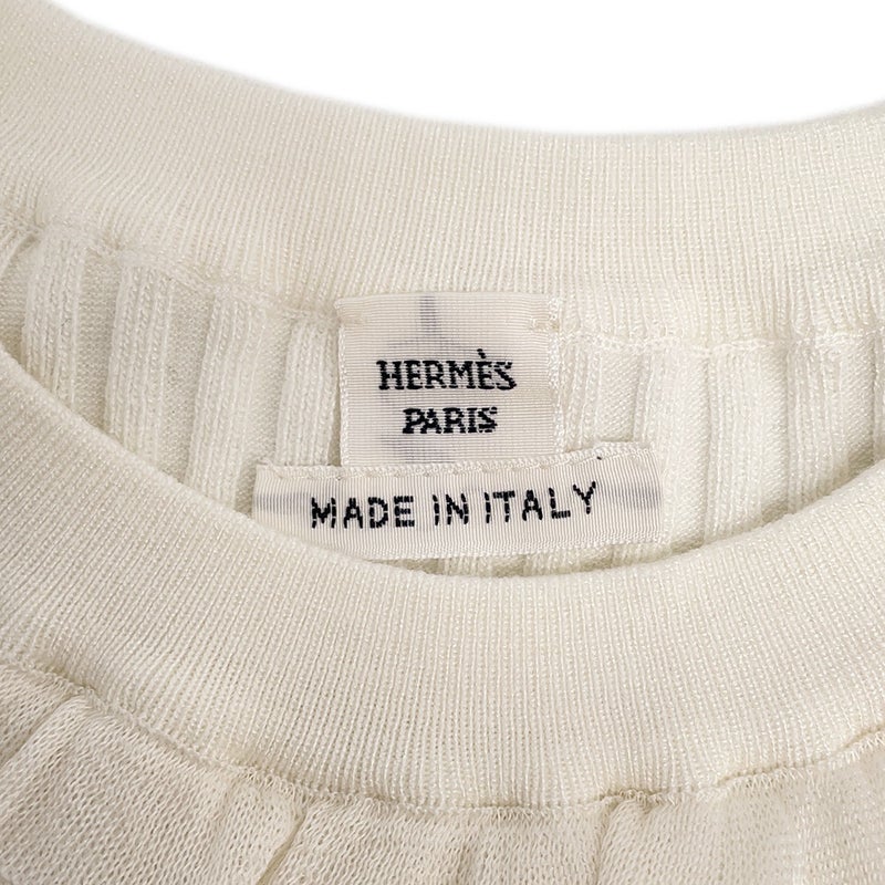 エルメス ニット フリル シルク レディースサイズ36 6E2683DI HERMES 長袖 白