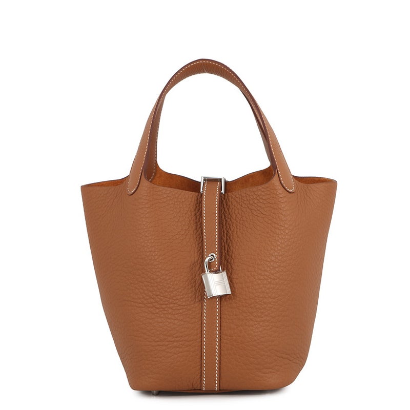 エルメス ハンドバッグ ピコタンロックPM ゴールド/シルバー金具 トリヨンクレマンス G刻印 HERMES トートバッグ