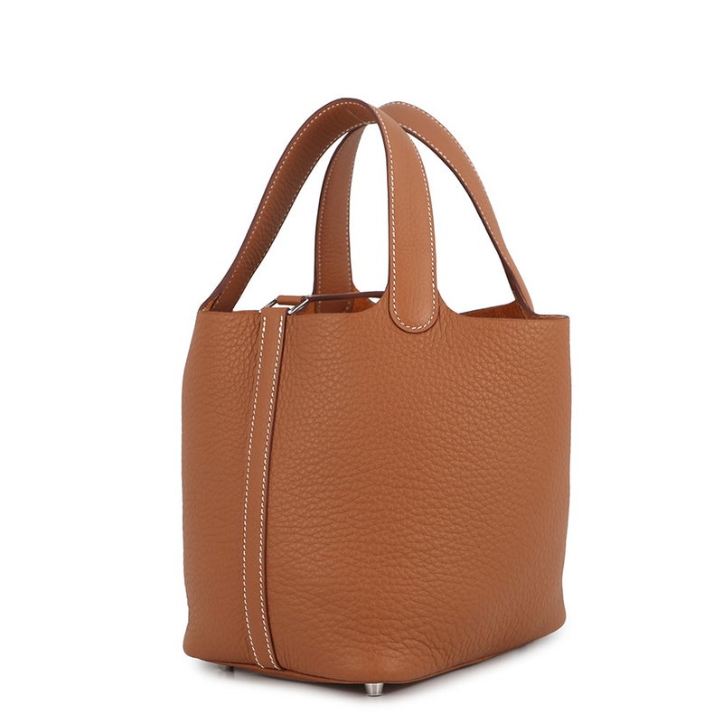 エルメス ハンドバッグ ピコタンロックPM ゴールド/シルバー金具 トリヨンクレマンス G刻印 HERMES トートバッグ