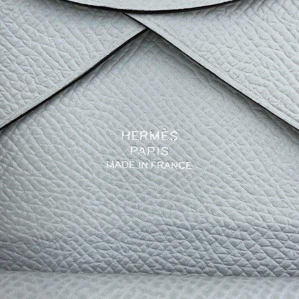 エルメス カードケース カルヴィ ブルーグラシエ/シルバー金具 エプソン K刻印 HERMES 名刺入れ 財布