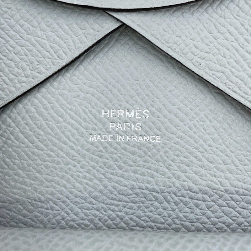 エルメス カードケース カルヴィ ブルーグラシエ/シルバー金具 エプソン K刻印 HERMES 名刺入れ 財布