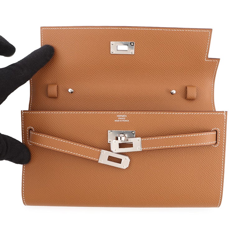 エルメス 長財布 ケリーウォレット ロング トゥーゴー ゴールド/シルバー金具 エプソン K刻印 HERMES