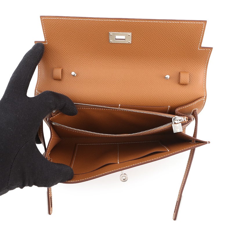 エルメス 長財布 ケリーウォレット ロング トゥーゴー ゴールド/シルバー金具 エプソン K刻印 HERMES