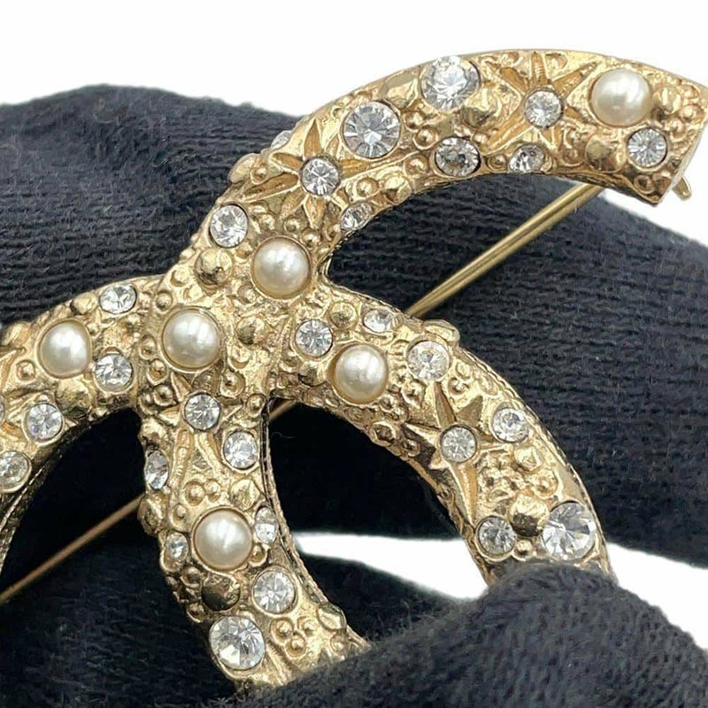 シャネル ブローチ ココマーク メタル フェイクパール ラインストーン A18A CHANEL アクセサリー