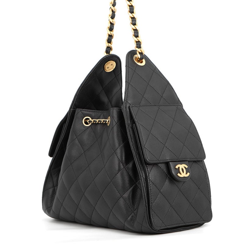 シャネル チェーンショルダーバッグ ココマーク CHANEL 25 スモール キャビアスキン AS5293 CHANEL 黒