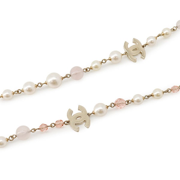 シャネル ロングネックレス ココマーク フェイクパール ビーズ 08C CHANEL アクセサリー
