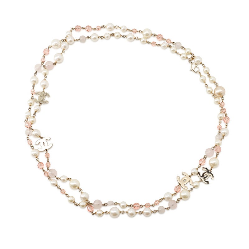 シャネル ロングネックレス ココマーク フェイクパール ビーズ 08C CHANEL アクセサリー
