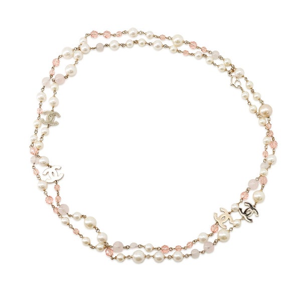 シャネル ロングネックレス ココマーク フェイクパール ビーズ 08C CHANEL アクセサリー