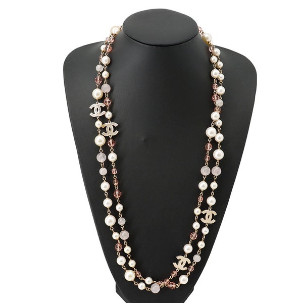シャネル ロングネックレス ココマーク フェイクパール ビーズ 08C CHANEL アクセサリー