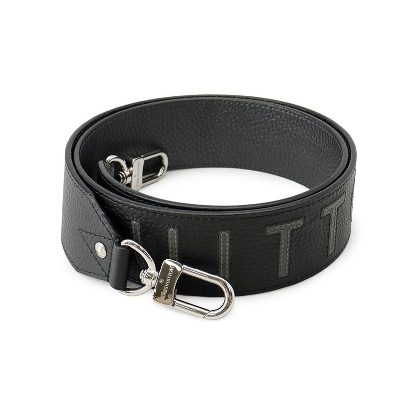 ルイヴィトン ショルダーストラップ ロゴ レザー J02392 LOUIS VUITTON 黒 ブラック