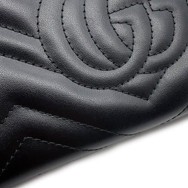 グッチ チェーンウォレット GGマーモント シェブロン キルティング 474575 GUCCI 財布 ダブルG ショルダーバッグ 黒