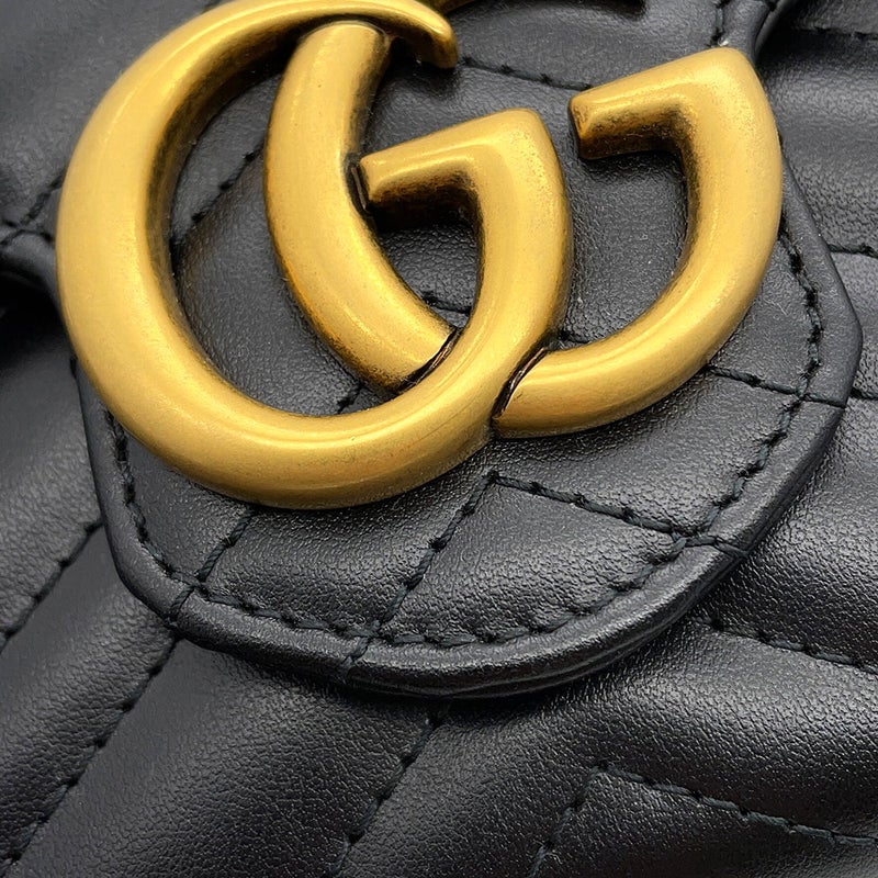 グッチ チェーンウォレット GGマーモント シェブロン キルティング 474575 GUCCI 財布 ダブルG ショルダーバッグ 黒