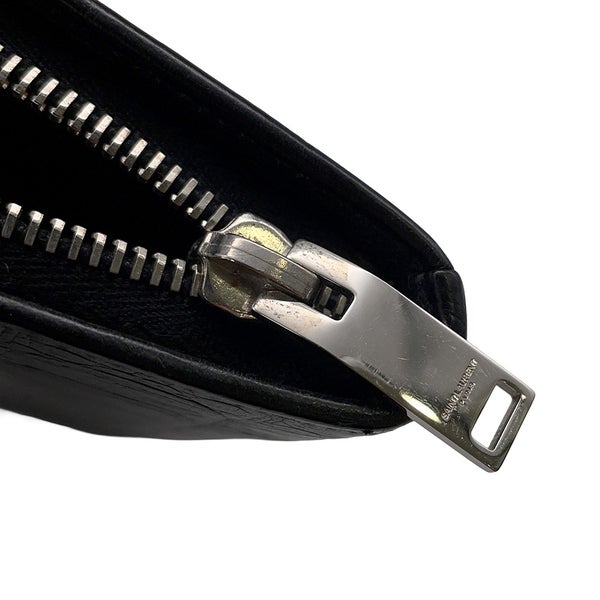 サンローランパリ 長財布 ラウンドファスナー クロコ型押しレザー 326599 SAINT LAURENT PARIS 財布 黒