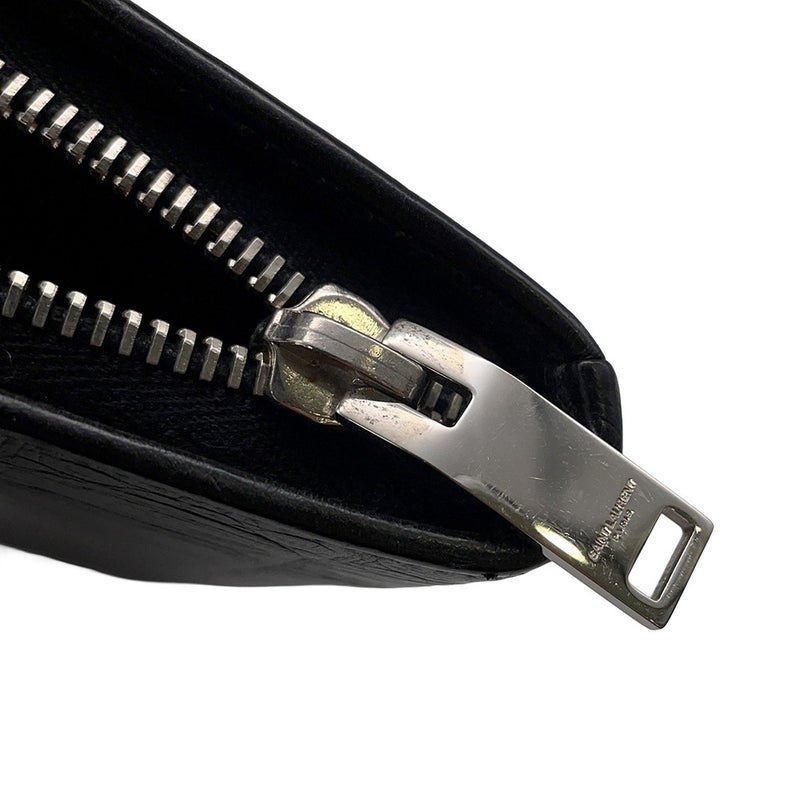 サンローランパリ 長財布 ラウンドファスナー クロコ型押しレザー 326599 SAINT LAURENT PARIS 財布 黒