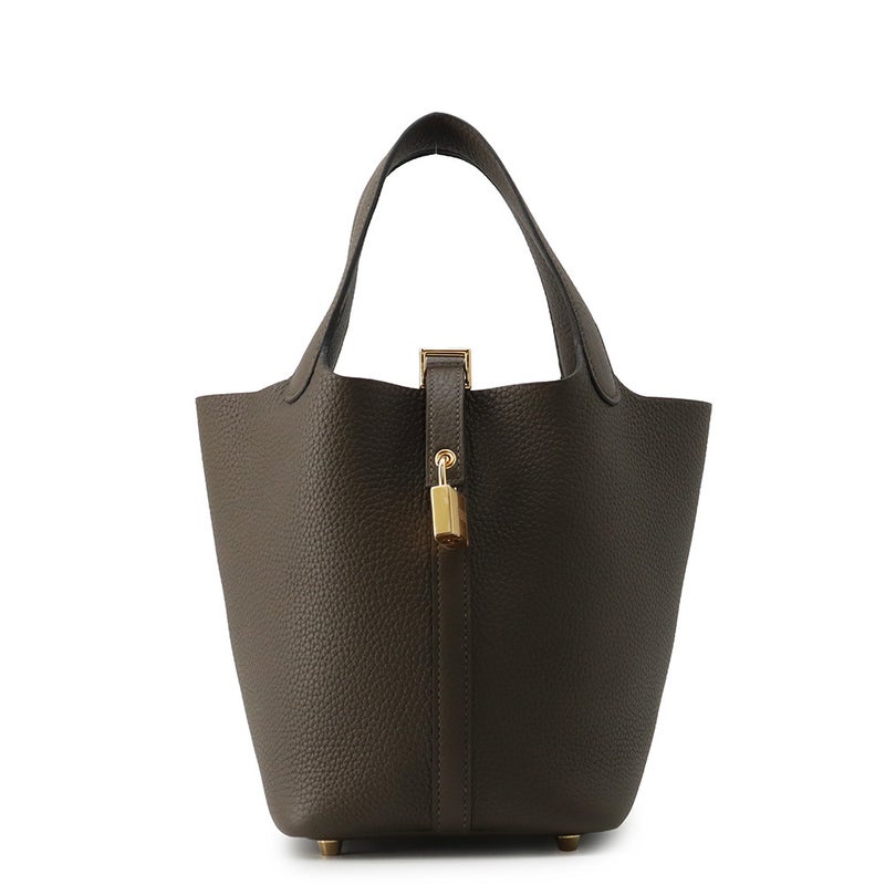 エルメス ハンドバッグ ピコタンロックPM ヴェールロデン/ゴールド金具 トリヨンクレマンス G刻印 HERMES トートバッグ