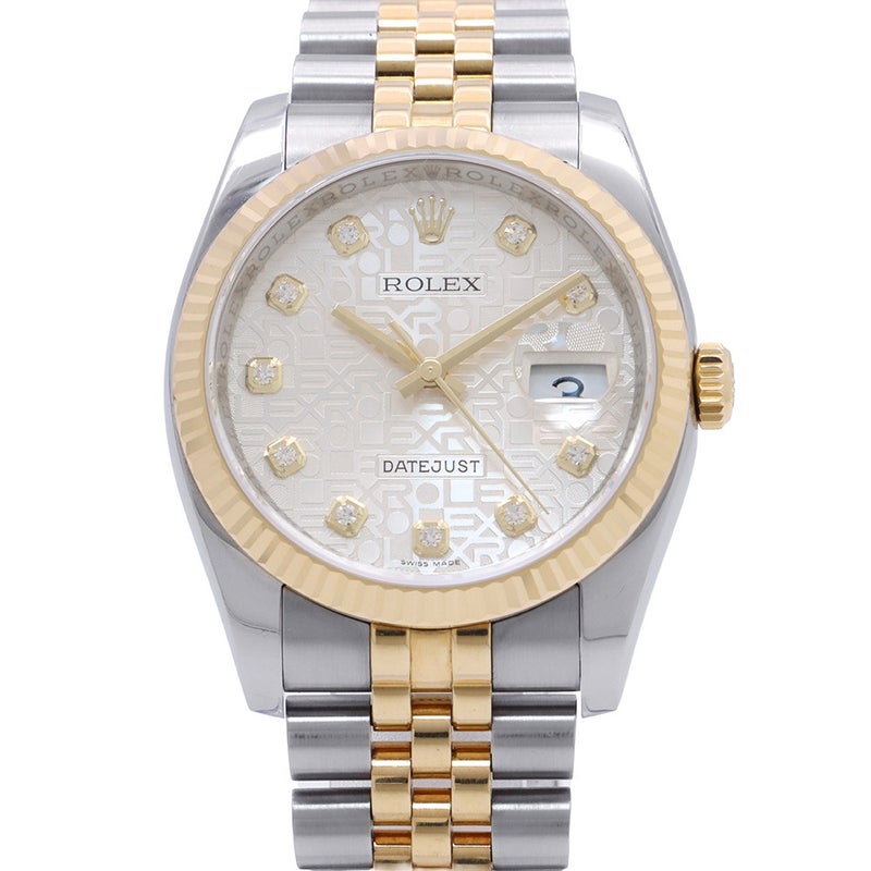 ロレックス デイトジャスト G番 SS/K18YG イエローゴールド 10Pダイヤ 116233G ROLEX 腕時計 シルバー/コンピューター文字盤