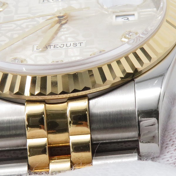 ロレックス デイトジャスト G番 SS/K18YG イエローゴールド 10Pダイヤ 116233G ROLEX 腕時計 シルバー/コンピューター文字盤