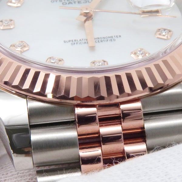 ロレックス デイトジャスト41 SS/K18PGピンクゴールド ローズゴールド 10Pダイヤ 126331G ROLEX ホワイトシェル文字盤