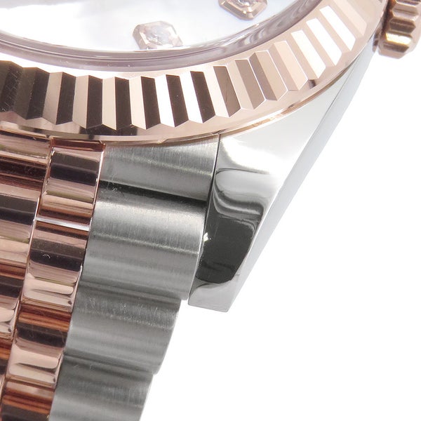 ロレックス デイトジャスト41 SS/K18PGピンクゴールド ローズゴールド 10Pダイヤ 126331G ROLEX ホワイトシェル文字盤