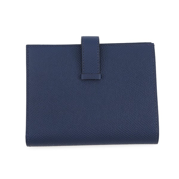 エルメス 二つ折り財布 ベアンコンパクト ブルーネイビー/ゴールド金具 エプソン K刻印 財布