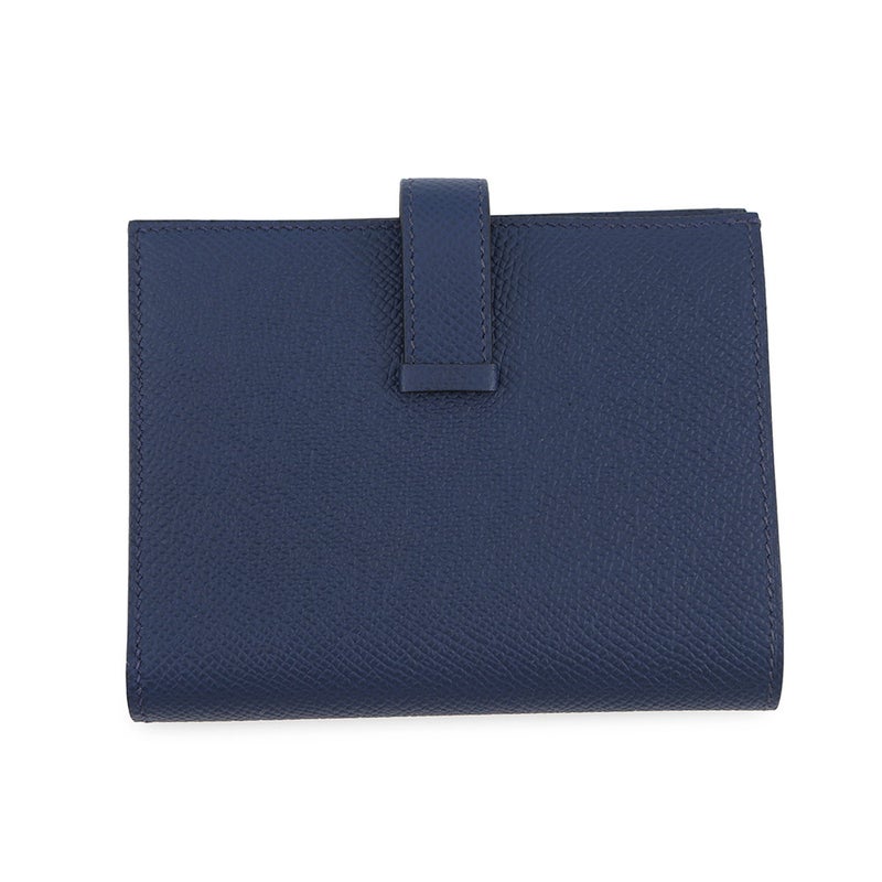 エルメス 二つ折り財布 ベアンコンパクト ブルーネイビー/ゴールド金具 エプソン K刻印 財布