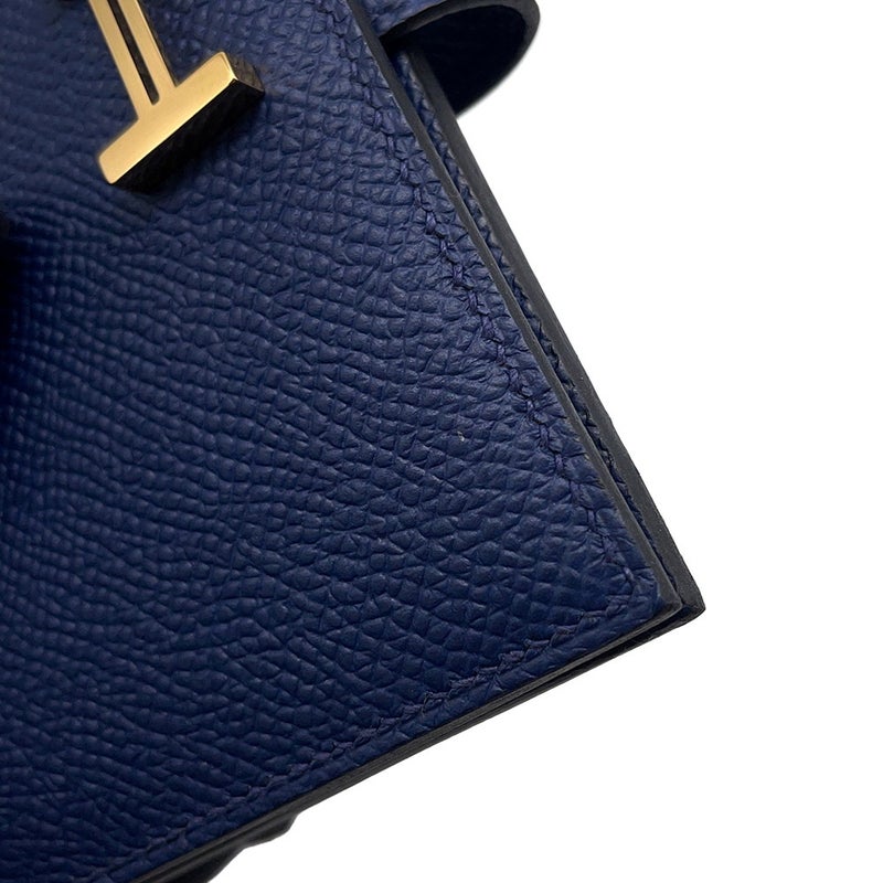 エルメス 二つ折り財布 ベアンコンパクト ブルーネイビー/ゴールド金具 エプソン K刻印 財布