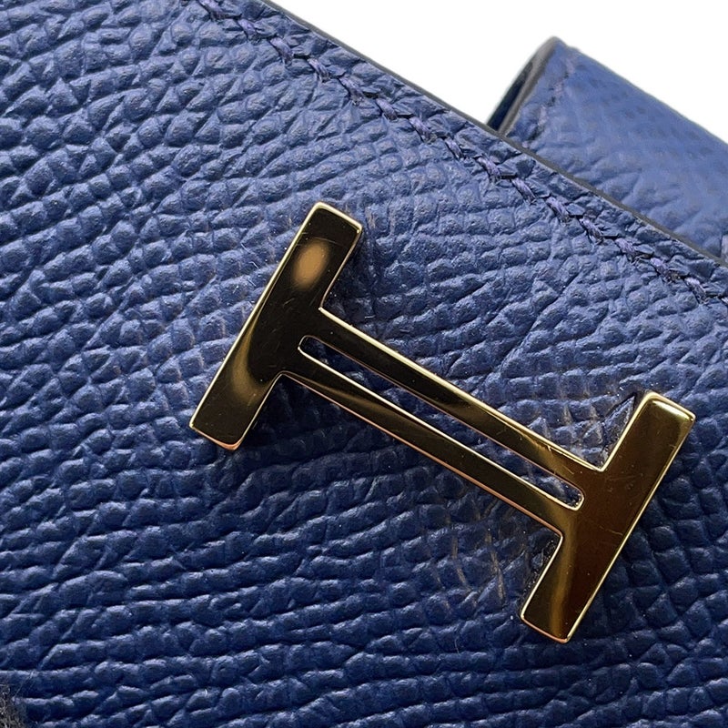 エルメス 二つ折り財布 ベアンコンパクト ブルーネイビー/ゴールド金具 エプソン K刻印 財布