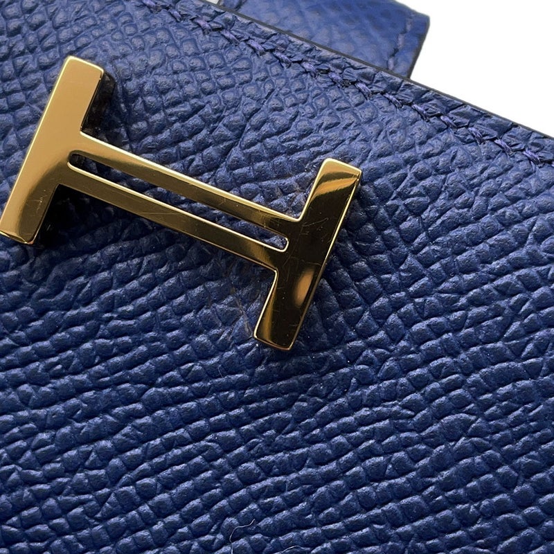 エルメス 二つ折り財布 ベアンコンパクト ブルーネイビー/ゴールド金具 エプソン K刻印 財布