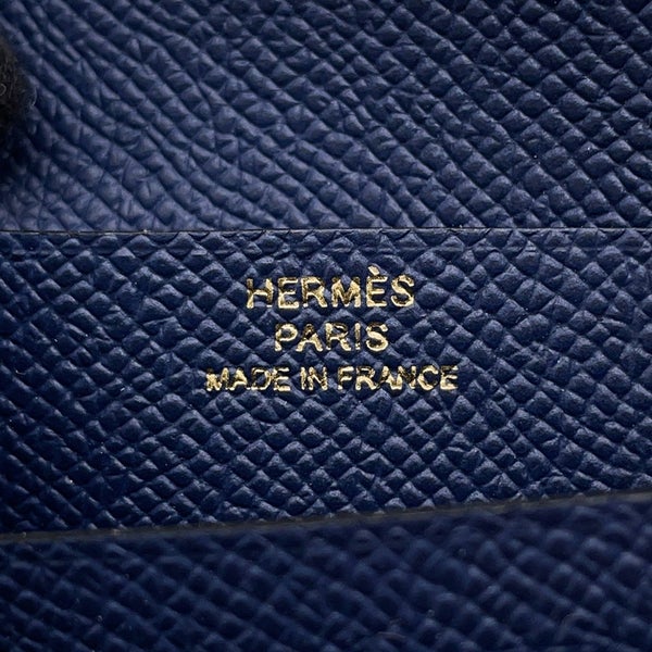 エルメス 二つ折り財布 ベアンコンパクト ブルーネイビー/ゴールド金具 エプソン K刻印 財布