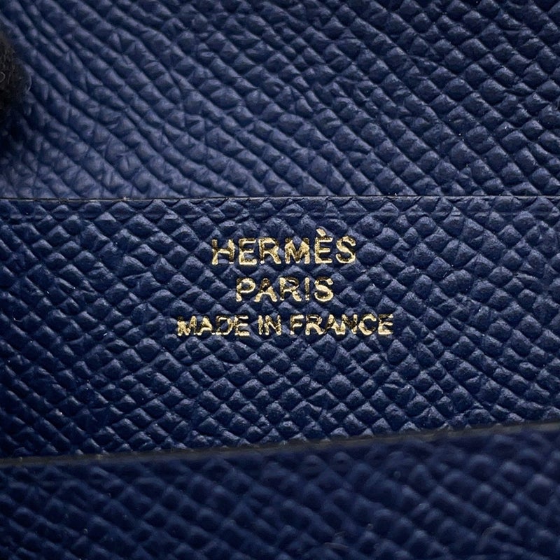 エルメス 二つ折り財布 ベアンコンパクト ブルーネイビー/ゴールド金具 エプソン K刻印 財布