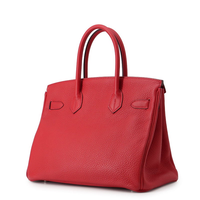 エルメス バーキン30 ルージュカザック/シルバー金具 トリヨンクレマンス U刻印 HERMES Birkin ハンドバッグ