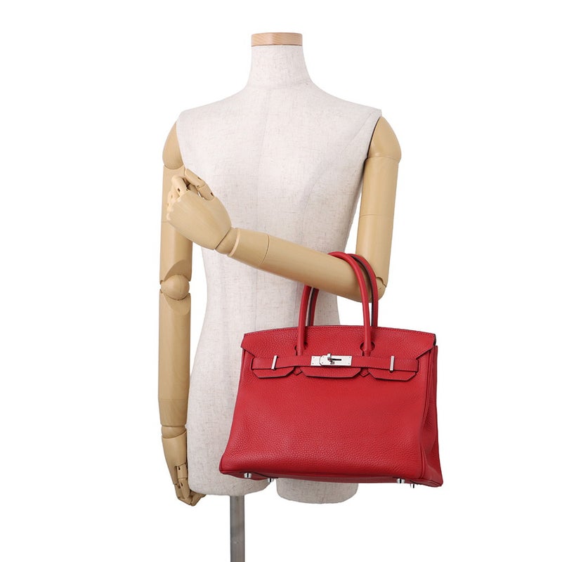 エルメス バーキン30 ルージュカザック/シルバー金具 トリヨンクレマンス U刻印 HERMES Birkin ハンドバッグ