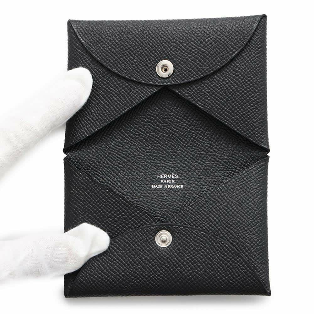エルメス カードケース カルヴィ ブラック エプソン W刻印 HERMES 名刺